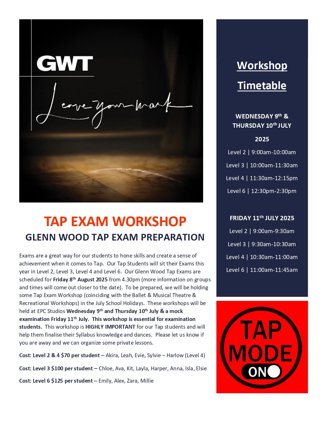 Tap Exam Workshop 2025